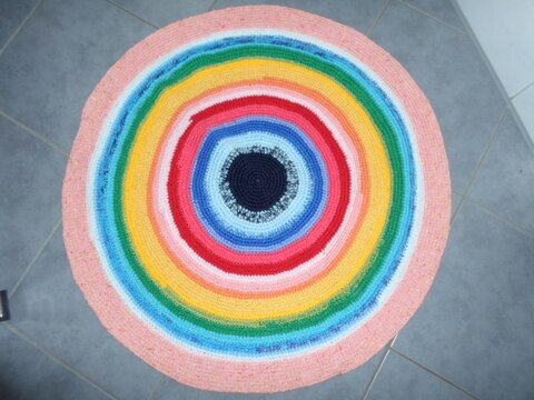 gehäkelter Teppich Rund Rainbow