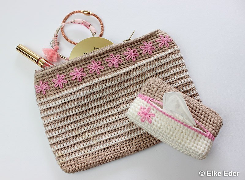 Häkelanleitung Kosmetiktasche, kleine Tasche, Taschentüchertasche, Tatüta