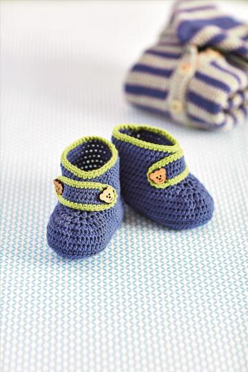 Babyschühchen mit Zierriegel häkeln