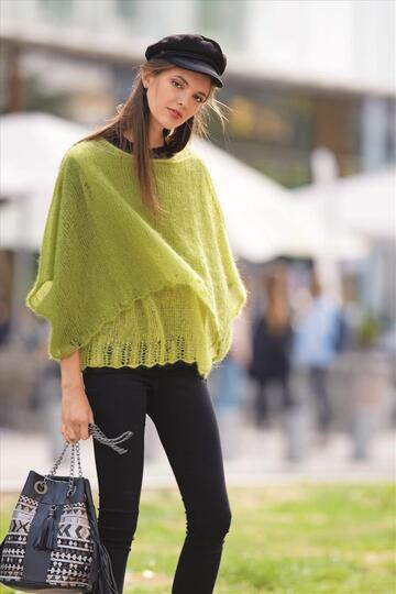 Strickanleitung Luftig-leichter Poncho in Limette