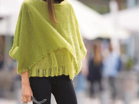 Strickanleitung Luftig-leichter Poncho in Limette