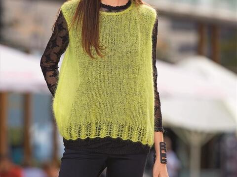 Luftiges Top in Limette stricken