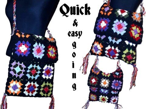 E-Book * QuicK & EasYgoinG UMKLAPP-TASCHE * die Grosse - Kleine wandelbare Tasche * BEUTELtasche * Häkelanleitung, Granny Square Klappentasche