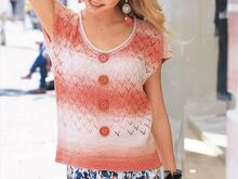 Kurzarmpulli im Ajourmuster mit Zierknopfleiste stricken