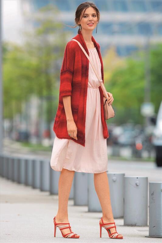 gestrickte Longjacke mit Schalkragen