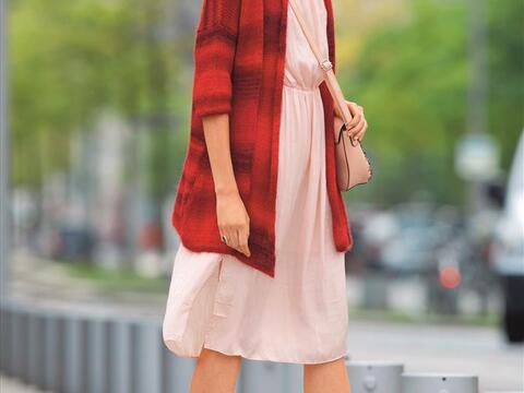 gestrickte Longjacke mit Schalkragen