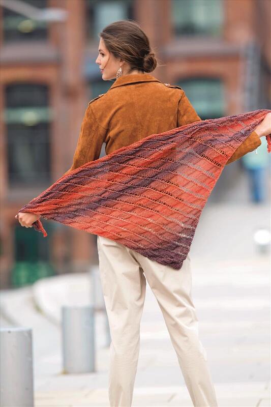 Dreieckstuch in warmen Tönen stricken