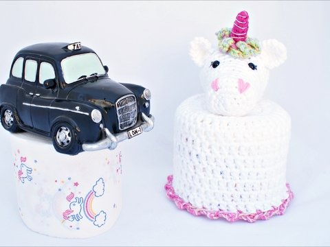 Einhorn Klorollenhut häkeln