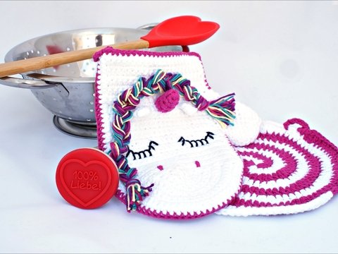 Einhorn Topflappenset häkeln