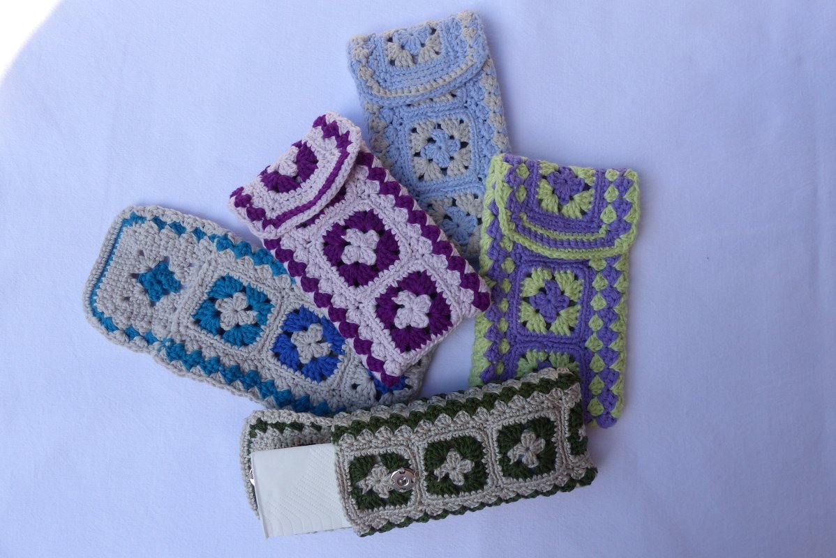 H&auml;kelanleitung Handyh&uuml;lle / Taschentuchh&uuml;lle aus Granny