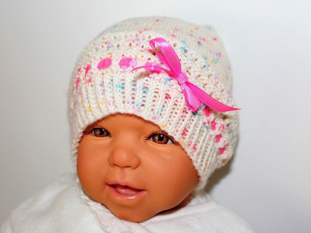 Strickanleitung Baby-Mütze, ca. 5 - 10 Monate aus Wollresten