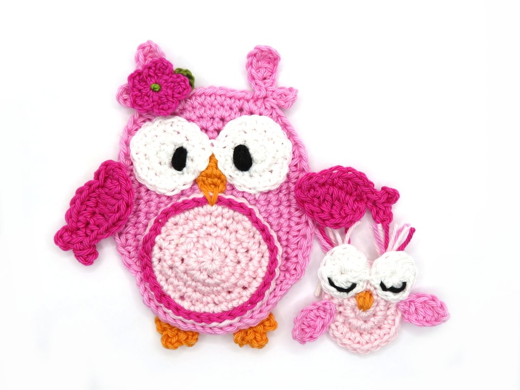 Owl and Baby crochet applique pattern