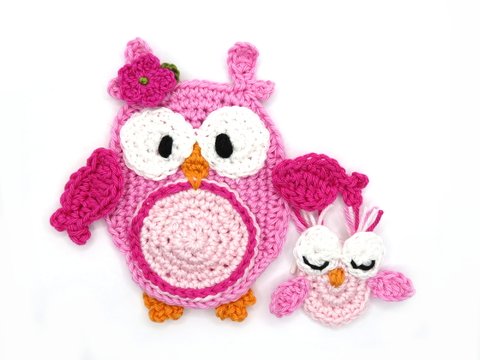 Owl and Baby crochet applique pattern
