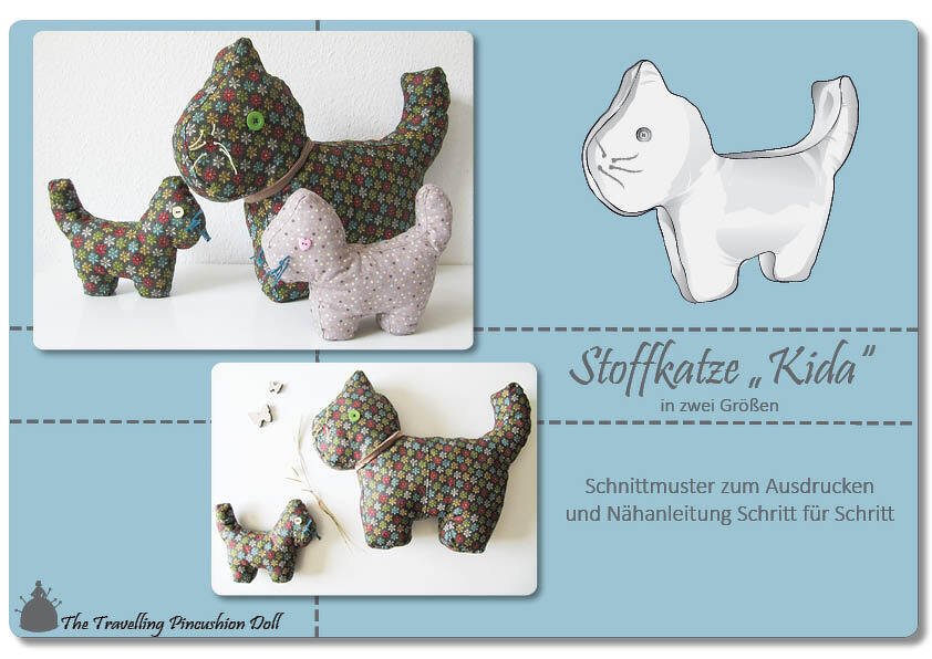 Schnittmuster/Nähanleitung Kuscheltier Stoffkatze "Kida"
