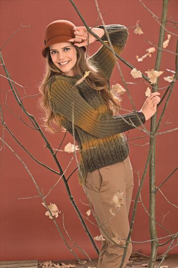 Strickanleitung Zopf-Rippenpulli mit verkürztem Vorderteil