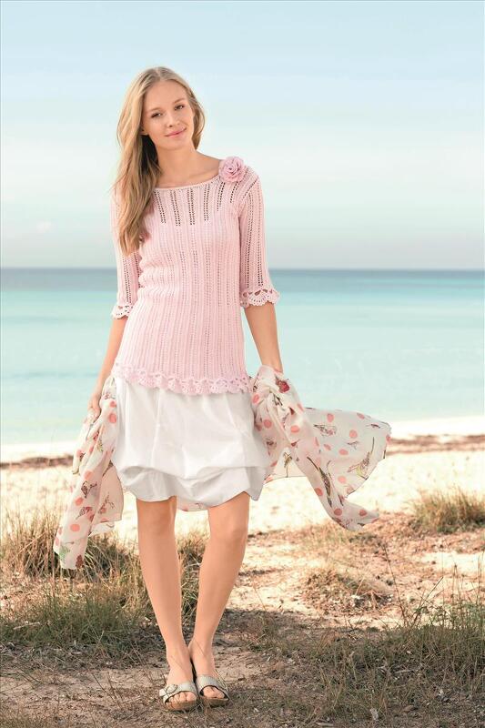 Gestrickter Halbarmpulli in zartem Rosé