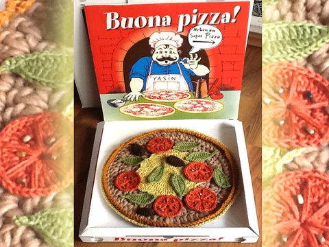 gehäkelte Pizza