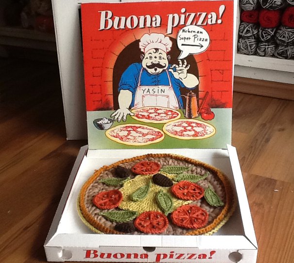 gehäkelte Pizza