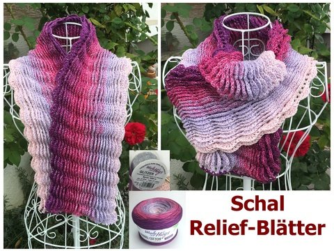 Schal "Relief-Blätter" mit 1 BOBBEL-COTTON häkeln mit Veronika Hug