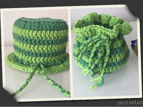 Häkelanleitung 2-in-1 Klorollenhut und Beutel