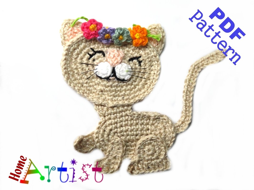 Cat Pattern Crochet Applique - Image 2