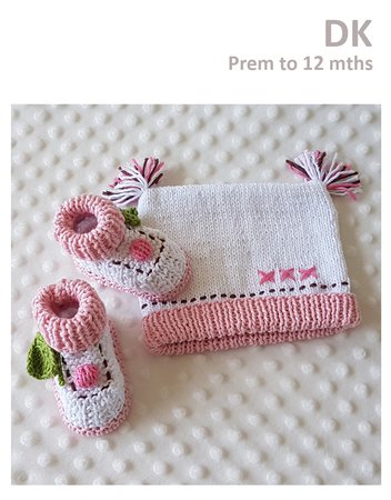 Cupcake Booties and Beanie - Prem to 12 months