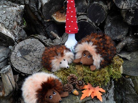 Igelfamilie Herbstdeko Igel gehäkelt PDF Häkelanleitung Herbst