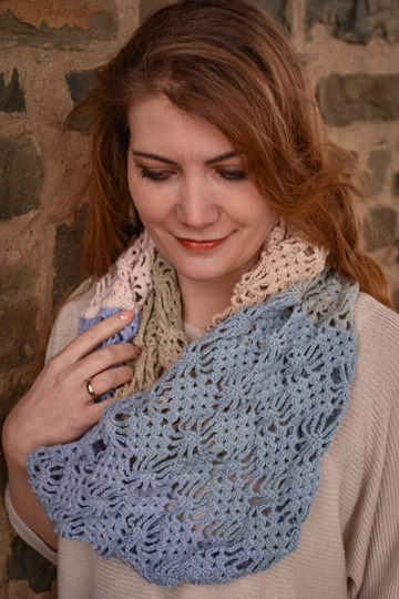 crochet pattern infinity scarf "wind & sea"