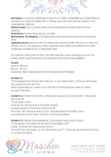 crochet pattern infinity scarf "wind & sea"