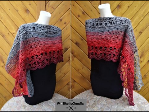 Häkelanleitung Tuch " Vesuv"