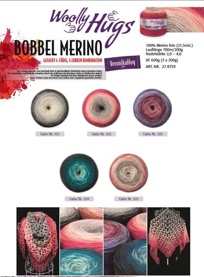 Seelenwärmer TREPPENGITTER gehäkelt aus 2 Woolly Hugs BOBBEL-MERINO