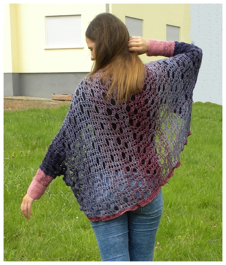 Seelenwärmer TREPPENGITTER gehäkelt aus 2 Woolly Hugs BOBBEL-MERINO