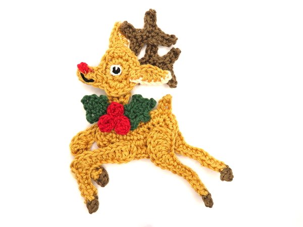 Xmas Reindeer Crochet Applique Pattern