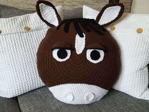 84 Häkelanleitung Kissen Pferd Esel Pferdekissen