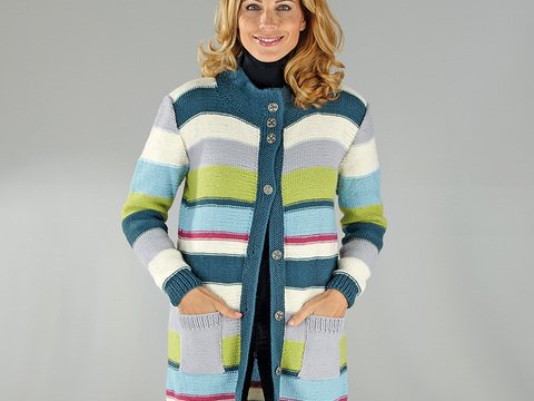 Strickanleitung Damenlongjacke "Sporty" 758003