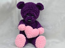 Teddy Bär Chenille Kuschelwolle mit Herz zum Valentinstag Kuschelbär  ohne viel nähen