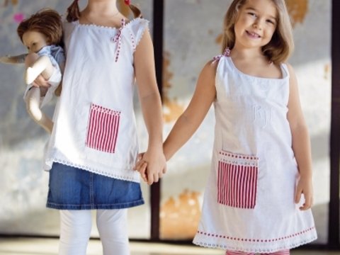 Genähte Baumwolltunika- und Kleid für Mädchen