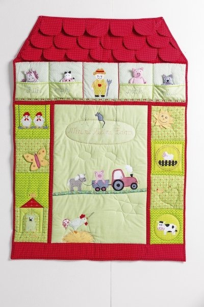 Genähte Patchwork-Krabbeldecke "Meine kleine Farm"