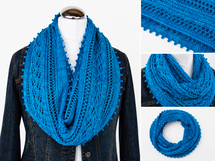 Knitting Pattern PDF Loop – airy lace scarf with picot edge