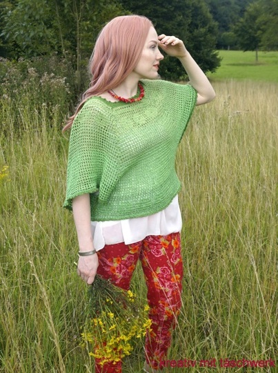 Häkelanleitung Pullover, Netzshirt mit Fledermausärmel Gr.S/M, L/XL, XXL