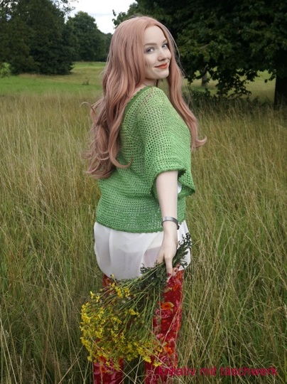 Häkelanleitung Pullover, Netzshirt mit Fledermausärmel Gr.S/M, L/XL, XXL