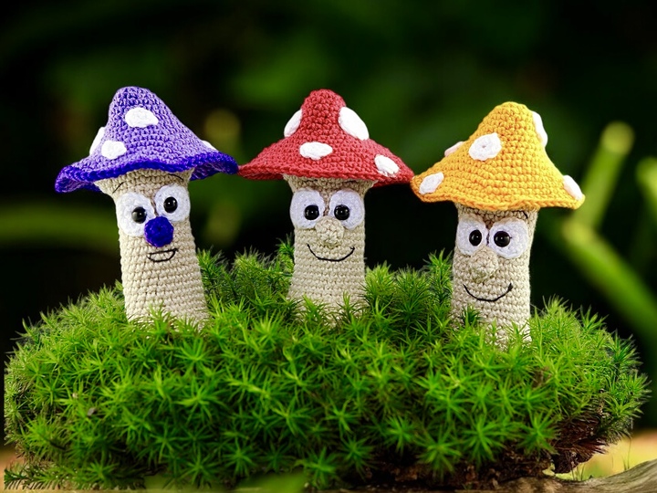 Lustige Fliegenpilze - Häkelanleitung