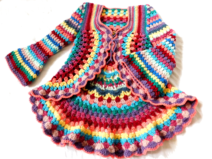 Häkelanleitung Kreisjacke Lotta in Größe 86/92 bis 158/164