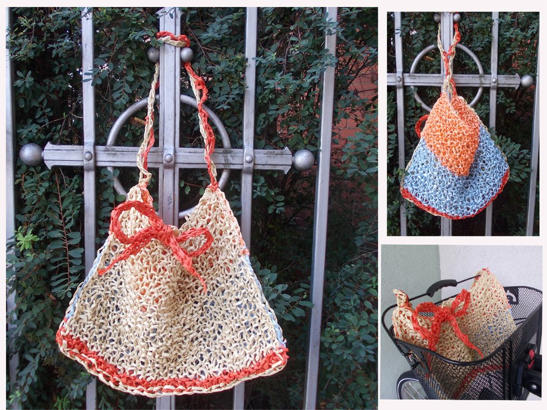 Strickanleitung für Shopper, Tasche, Beutel, aus RAFFIA-Band