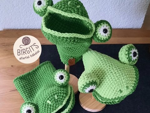 Handpuppe Fröschle Häkelanleitung