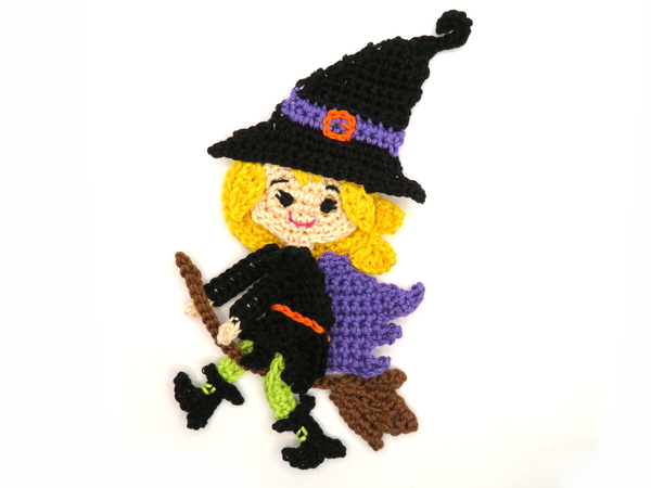 Witch Halloween crochet Applique Pattern