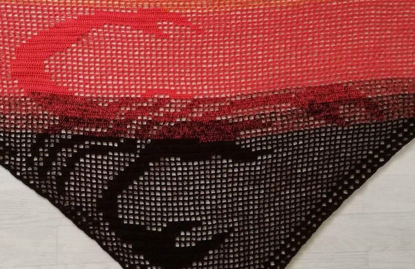 Motivtuch Skorpion, Sternzeichen, Dreieckstuch, Häkelanleitung