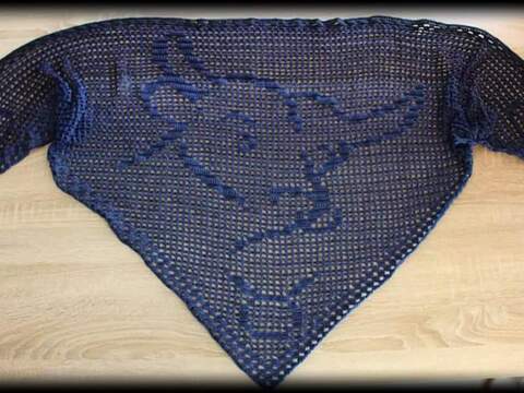 Motivtuch Stier, Sternzeichen, Dreieckstuch, Häkelanleitung