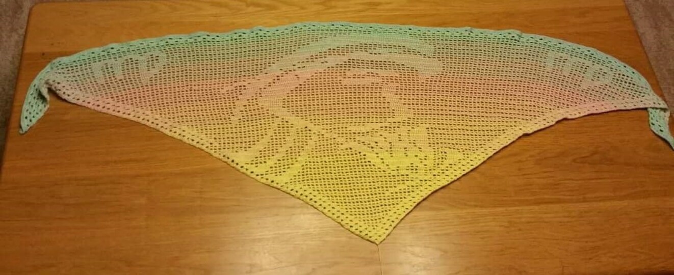 Motivtuch Jungfrau, Sternzeichen, Dreieckstuch, Häkelanleitung