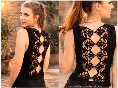 Crochet Pattern Top Black#Beauty | Sleeveless Crochet Top with Back Detail
